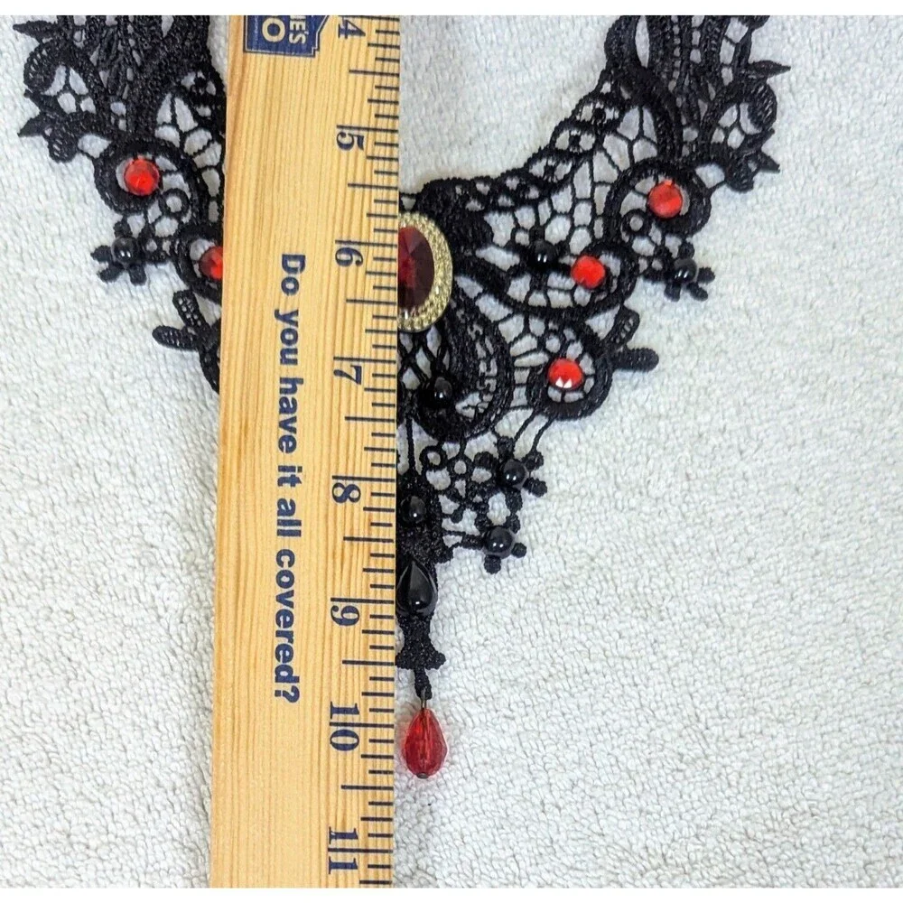 Faux Ruby Decor Statement Choker Elegant Jewelry Lace Jewelry Lace Necklace